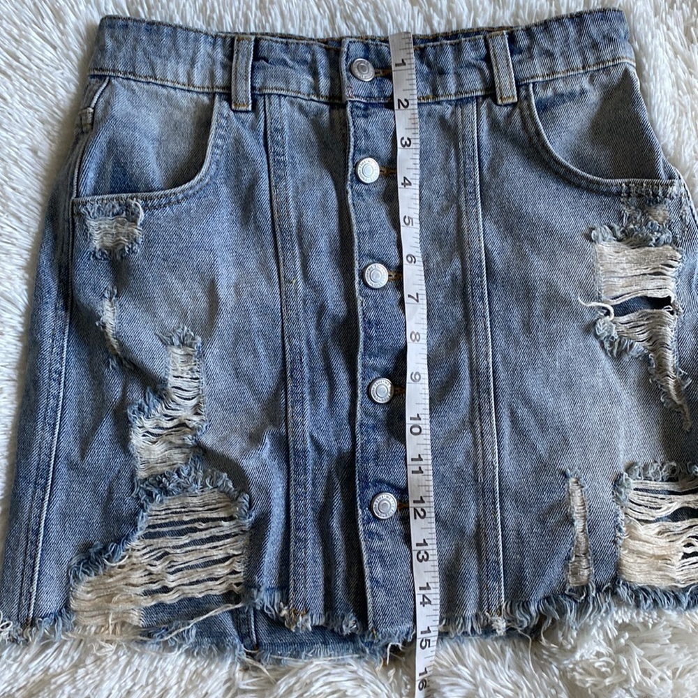 Free People Button-Up Denim Mini Skirt - Picture 3 of 7